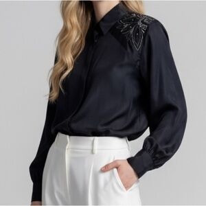 Vintage Jennifer Eden blouse beaded embroidery Pioneer Western Button Up Blouse